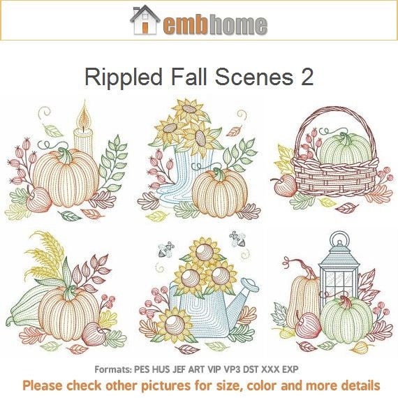 Rippled Fall Scenes Machine Embroidery Designs Instant - Etsy