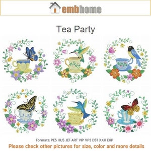 Tea Party Machine Embroidery Designs Pack Instant Download 4x4 5x5 hoop 10 designs APE2282