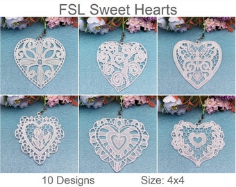 FSL Sweet Hearts Free Standing Lace Machine Embroidery Designs Instant Download 4x4 hoop 10 designs SHE5516