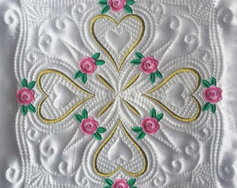 Trapunto Rose Quilt Block Machine Embroidery Designs Pack Instant Download 6x6 8x8 10x10 hoop 12 designs APE2545