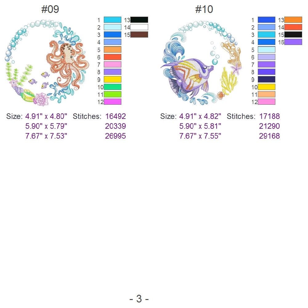 Under the Sea Machine Embroidery Designs Instant Download 5x5 6x6