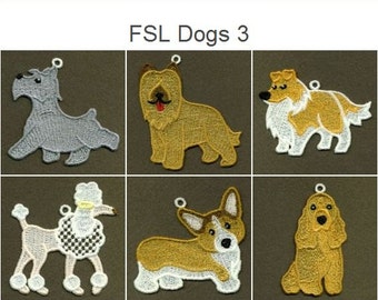 FSL Dogs Cute Animals Ornament Free Standing Lace Machine Embroidery Designs Instant Download 4x4 hoop 10 designs APE1706