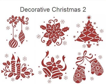 Decorative Christmas Machine Embroidery Designs Pack Instant Download 4x4 5x5 6x6 hoop 10 designs APE2830