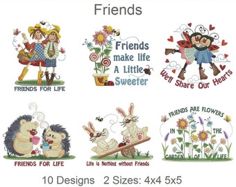Friends Embroidery Designs Instant Download 4x4 5x5 hoop 10 designs APE2523