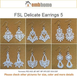 - 10 Machine Embroidery Designs Instant Download 4X4 hoop free standing lace AzEB FSL GOLD EARRINGS 1 2 inch