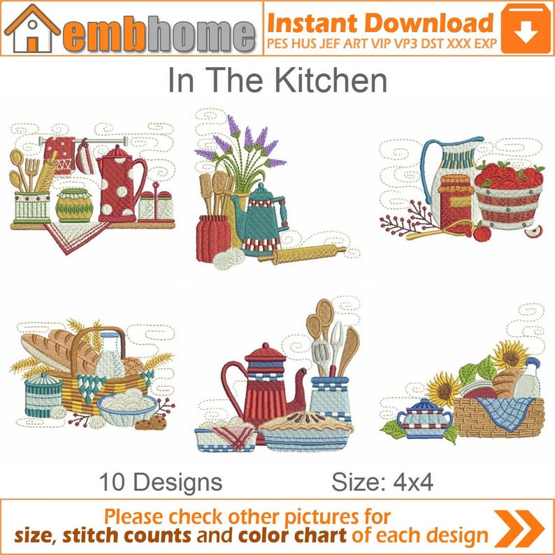 In the Kitchen Machine Embroidery Designs Instant Download 4x4 Etsy