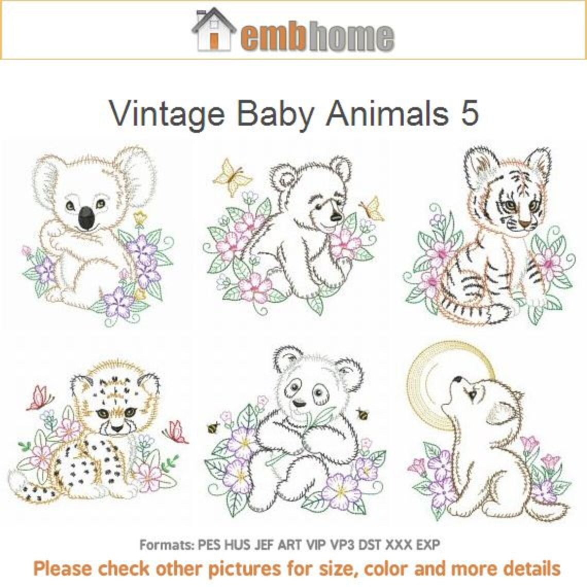 Vintage Baby Animals Machine Embroidery Designs Pack Instant Etsy