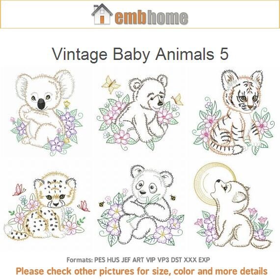 Download Vintage Baby Animals Machine Embroidery Designs Pack Instant Etsy