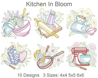 Kitchen In Bloom Machine Embroidery Designs Instant Download 4x4 5x5 6x6 hoop 10 designs APE2791