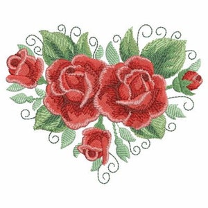 Watercolor Red Rose Holiday Valentine Machine Embroidery Design Instant Download 4x4 5x5 6x6 hoop
