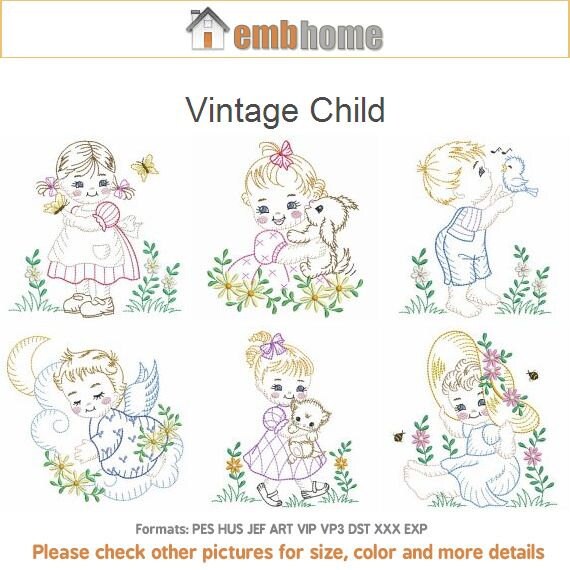Vintage Child Machine Embroidery Designs Pack Instant Download Etsy Embroidery machine designs child instant pack hoop 5x5 6x6 4x4 sold