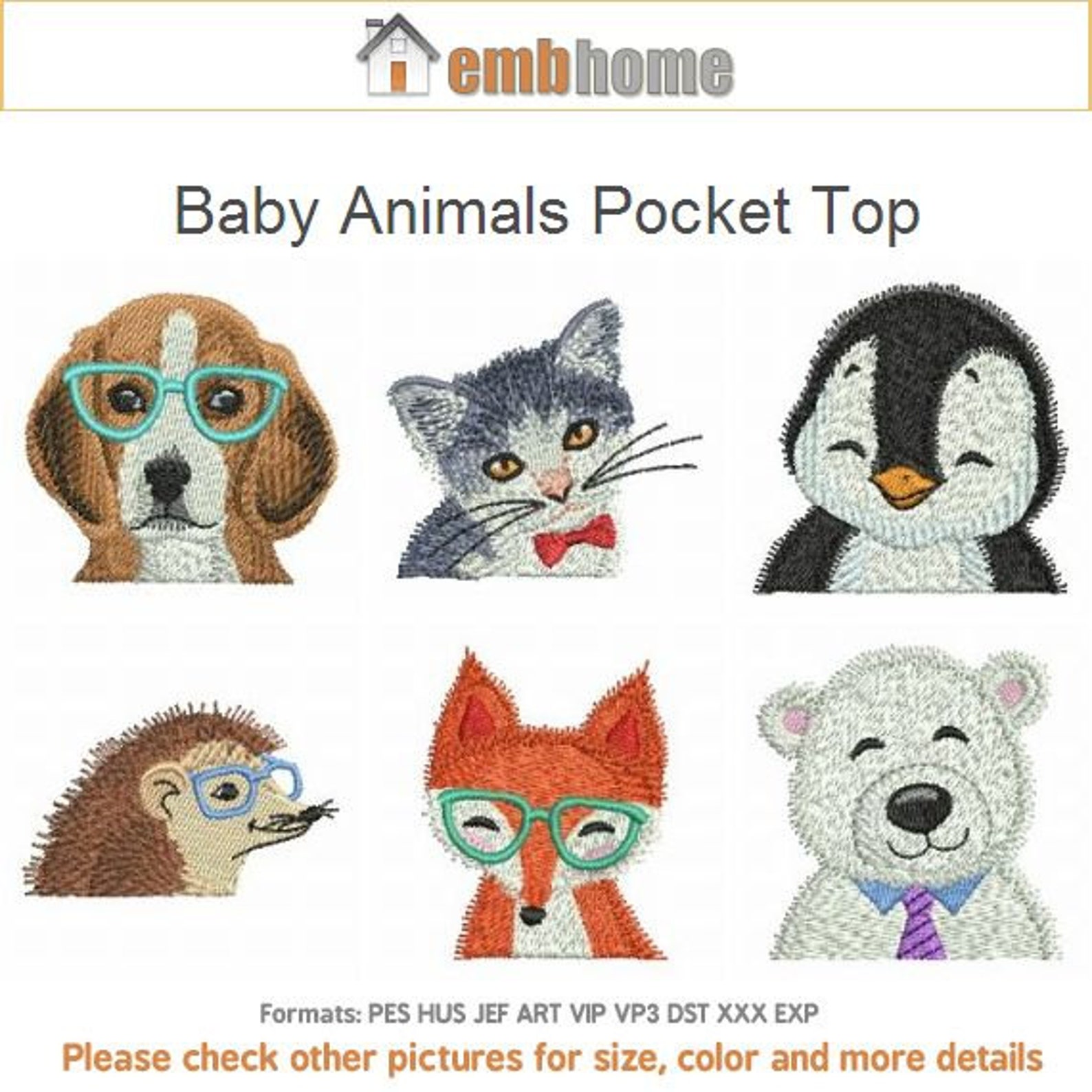 Baby Animals Pocket Topper Embroidery Designs Instant Download Etsy