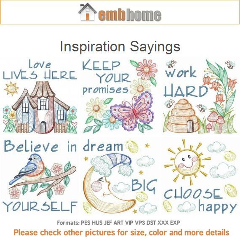 Inspiration Sayings Machine Embroidery Designs Instant Etsy