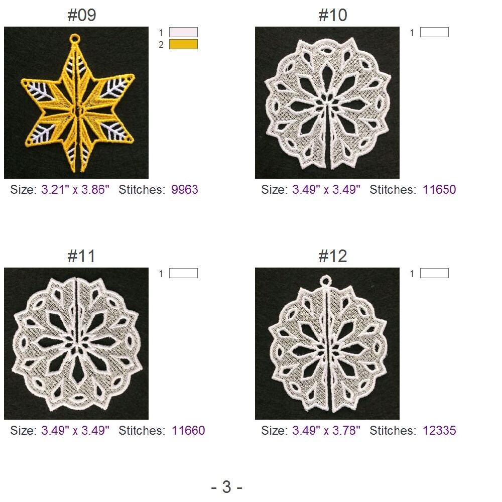 3D FSL Snowflakes Free Standing Lace Machine Embroidery Designs Instant ...