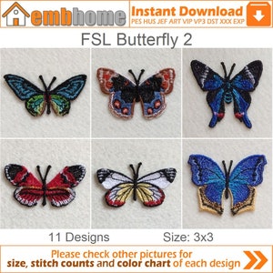 FSL Butterfly Free Standing Lace Machine Embroidery Designs Instant Download 3x3 hoop 11 designs SHE5268