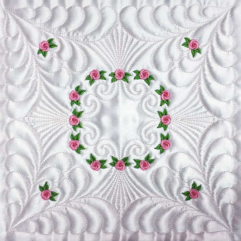 Trapunto Rose Quilt Block Machine Embroidery Designs Pack Etsy