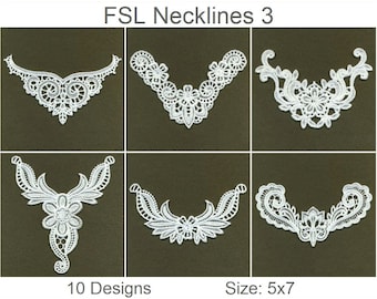 FSL Necklines Free Standing Lace Machine Embroidery Designs Instant Download 5x7 hoop 10 designs APE2155