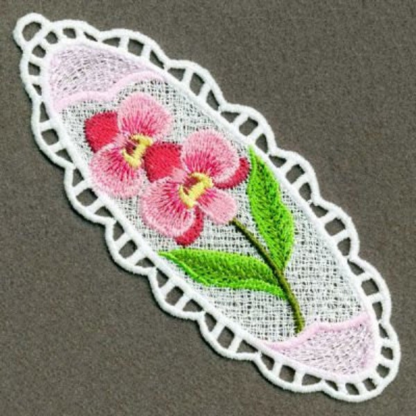 FSL Floral Bookmark Machine Embroidery Design Ornament Free Standing Lace Instant Download 4x4 hoop
