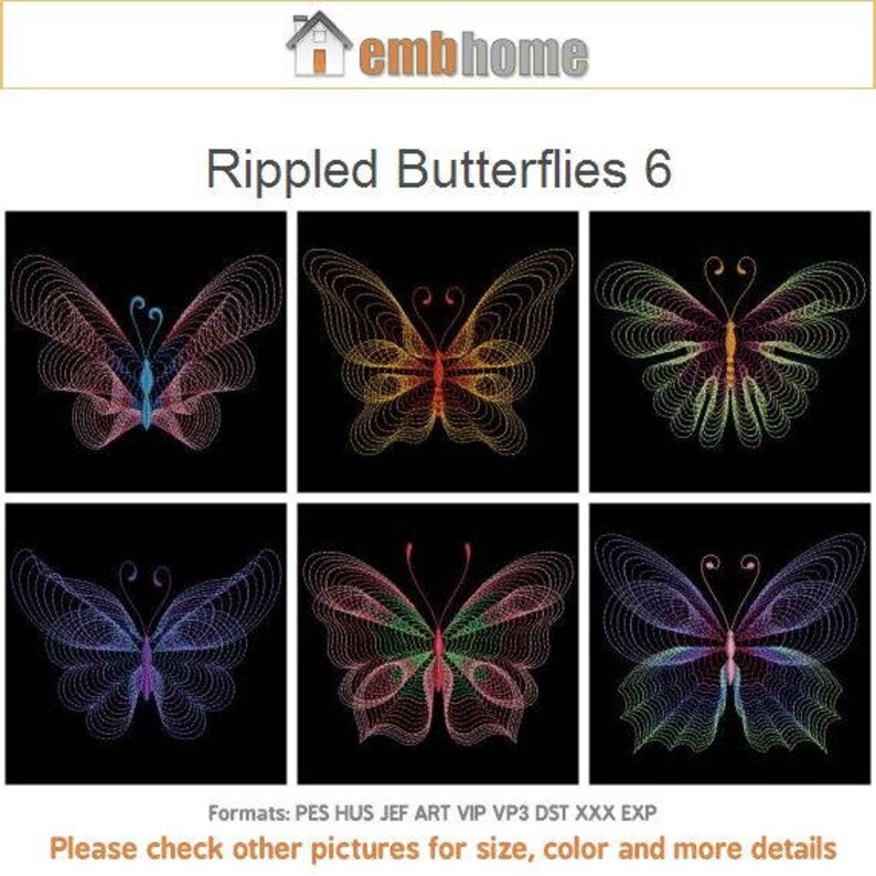 Rippled Butterflies Machine Embroidery Designs Instant Etsy Australia
