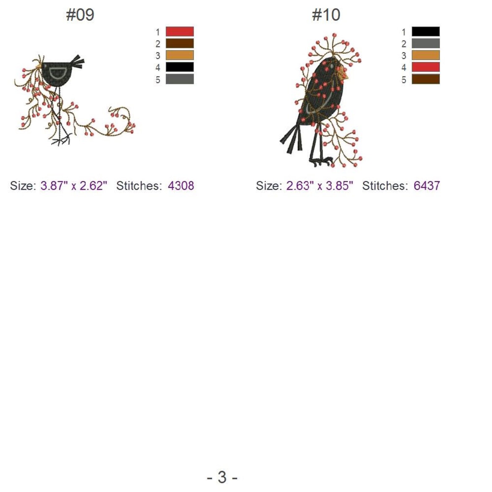 Folk Crows Vine Machine Embroidery Designs Pack Instant Download 4x4 ...