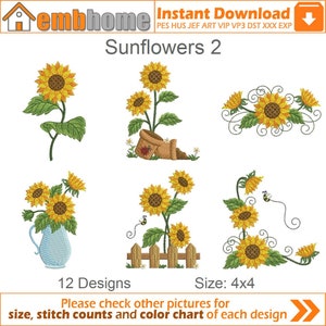 Sunflowers Machine Embroidery Designs Instant Download 4x4 hoop 12 designs APE2494