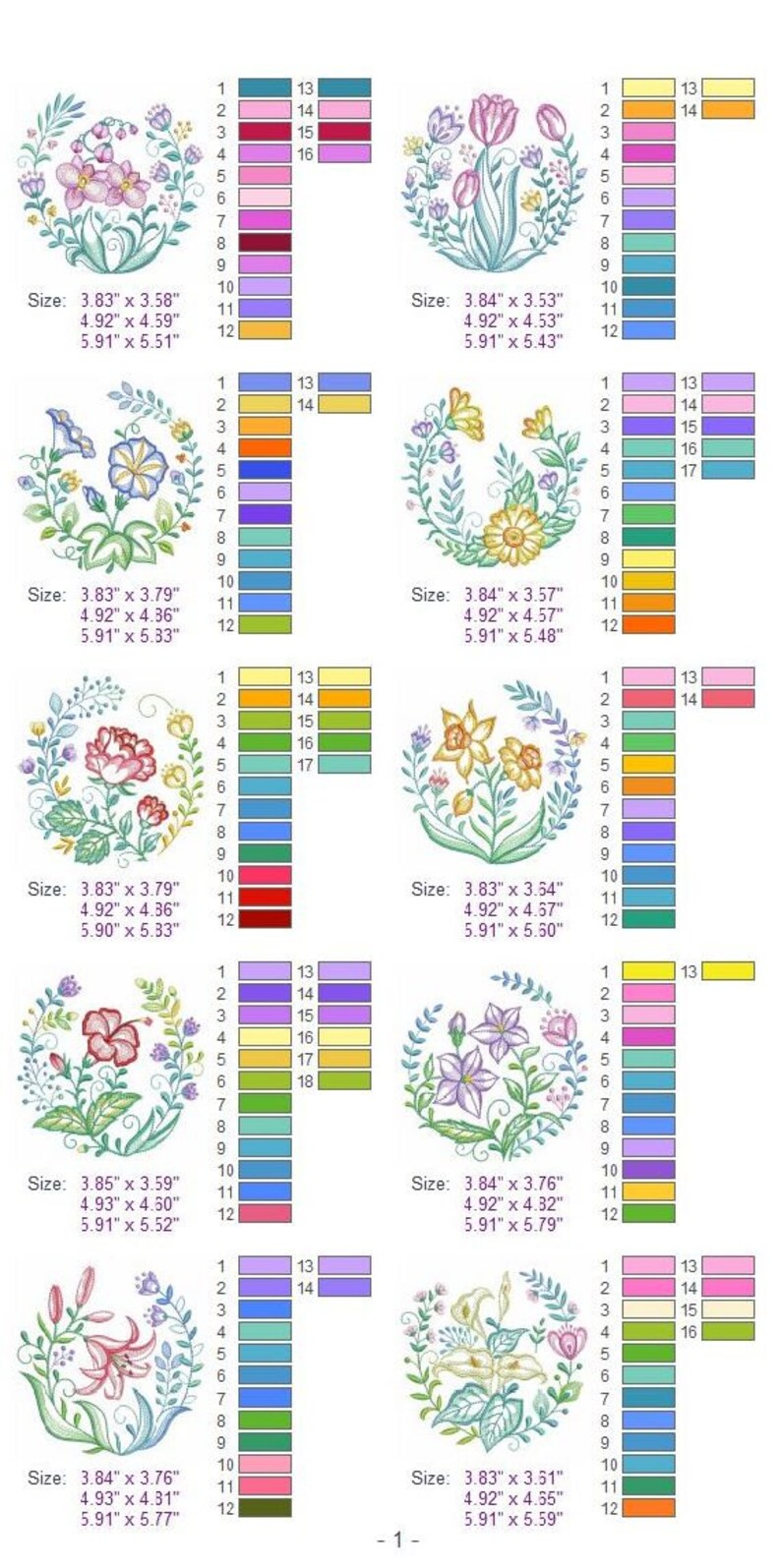 Blooming Garden Machine Embroidery Designs Instant Download Etsy