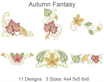 Autumn Fantasy Machine Embroidery Designs Instant Download 4x4 5x5 6x6 hoop 11 designs APE2218