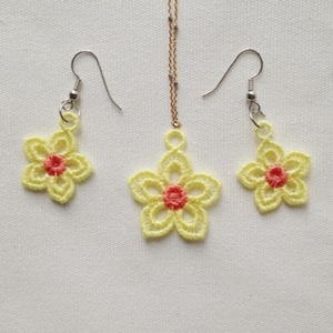 FSL Boucles d’oreilles et pendentif Flower Machine Brodery Design Dentelle Autonome Téléchargement instantané 4x4 cerceau APE2045-004