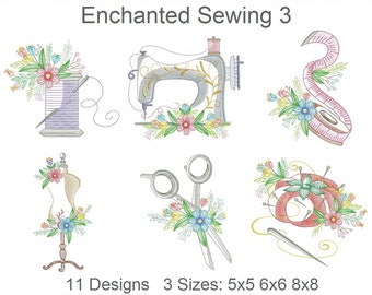 Enchanted Sewing Machine Embroidery Designs Pack Instant Download 5x5 6x6 8x8 hoop 11 designs APE2931