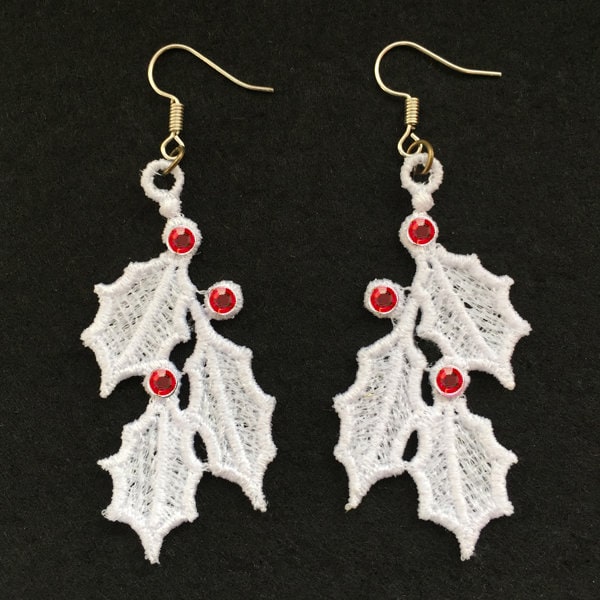 FSL Crystal Christmas Earrings Free Standing Lace Machine Etsy