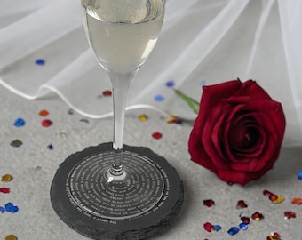 Personalised song lyric coaster - a custom music gift for weddings, anniversaries, birthdays, or just because!