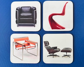 Mid-century modern chair coaster set - a gift for designers and artists