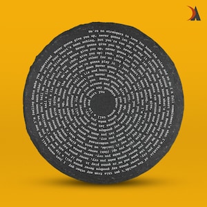 Song lyric slate coaster - a custom music themed gift for weddings, anniversaries and birthdays