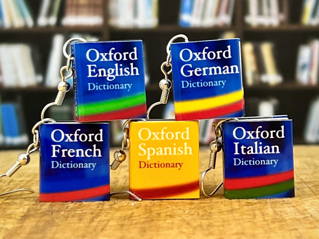 Mini Dictionary Novelty Dangle Book Earrings in 5 Languages Etsy