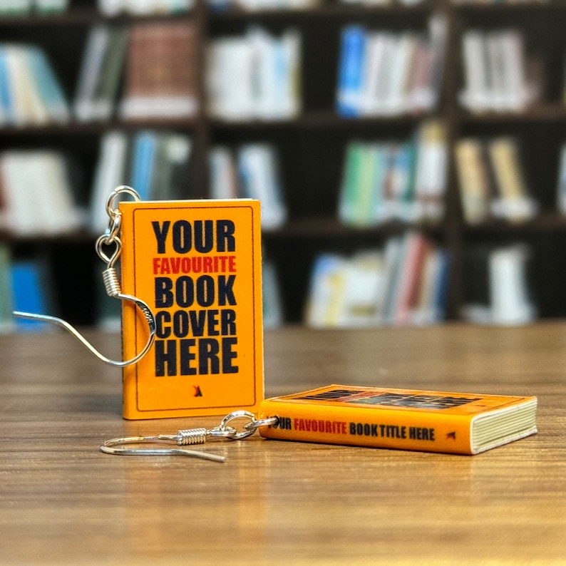 custom book cover earrings