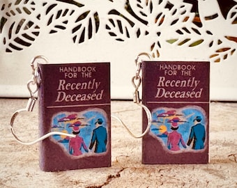 Handbook for the Recently Deceased earrings - a present for fans of Beetlejuice