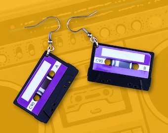 Mini cassette earrings (pair) | retro party wear