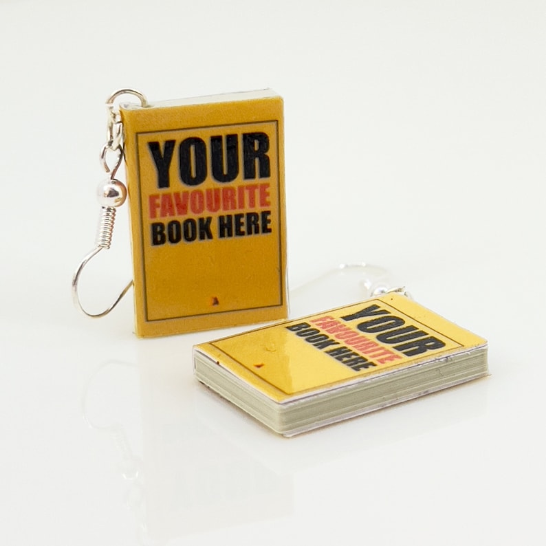 Custom mini book earrings for literature fans pair by David Asch Art & Design image 3