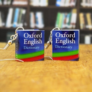 English dictionary mini novelty dangle book earrings (pair). Perfect for language students and teachers by David Asch Art & Design