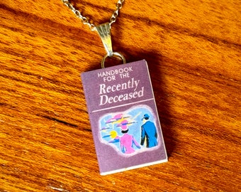 Handbook for the Recently Deceased pendant necklace - a spooky gift for Beetlejuice fans