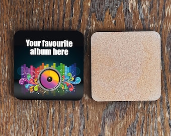 Custom record album cover drinks coasters. Perfect for a music lover by David Asch Art & Design