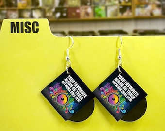 Custom mini vinyl record album earrings for music fan (pair) by David Asch - Art & Design