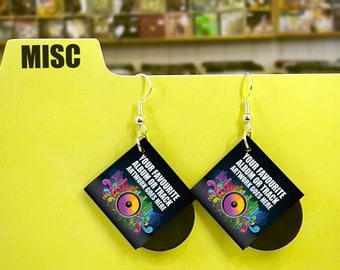 Custom mini vinyl record album earrings for music fan (pair) by David Asch - Art & Design