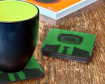 Original art coaster set - a housewarming or birthday gift for surreal art fans