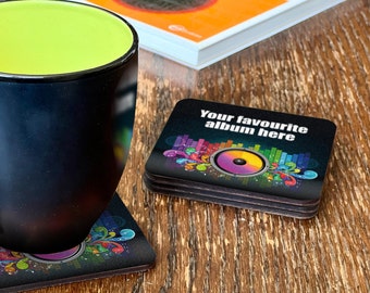 Your favourite album cover coasters - a personalised gift for music lovers