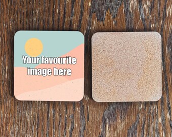 Custom drinks coasters. Personalise with an image of your choice by David Asch Art & Design