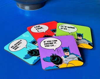 Comic book 'slap meme' anti-motivational coasters for non-conformists (set of 4 or individual) by David Asch Art & Design