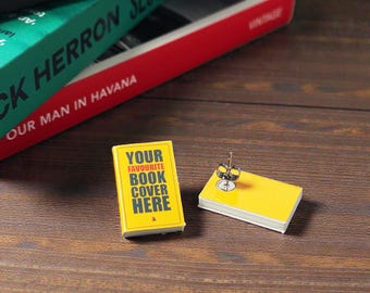 Custom mini book stud earrings (pair) - personalised jewellery gift