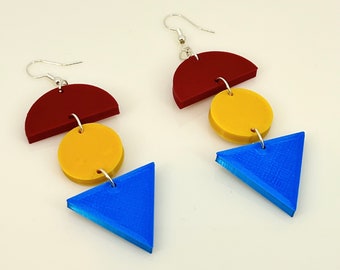 Geometric design statement earrings for mid-century fashion fan (pair) by David Asch - Art & Design