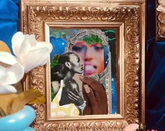 Arte nera americana d'epoca, arte indie, donna nera di lusso, fiaba nera, arte affermativa, stampa artistica afrofuturistica, parete della galleria d'arte nera